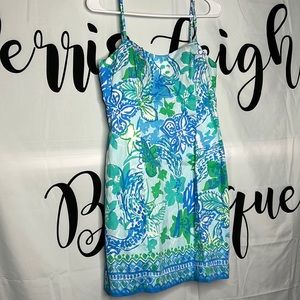 lilly pulitzer blue green pattern dress